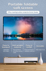 Projector Screen 16:9 160° Viewing Upgraded -lejiada Straight Edges, Foldable, Washable and Wrinkle-Free - for Indoor Home Theater and Outdoor Cinema