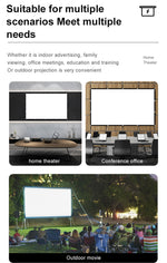 Projector Screen 16:9 160° Viewing Upgraded -lejiada Straight Edges, Foldable, Washable and Wrinkle-Free - for Indoor Home Theater and Outdoor Cinema