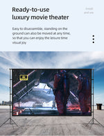 Projector Velcro Screen and Stand, lejiada Upgraded Large Projection Screen Anti Crase Foldable with Carry Bag for Party Outdoor Movie Nights, Film Festivals, Business Presentations, Meetings, Home