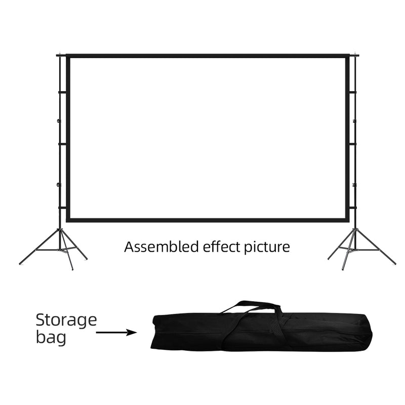 Projector Velcro Screen and Stand, lejiada Upgraded Large Projection Screen Anti Crase Foldable with Carry Bag for Party Outdoor Movie Nights, Film Festivals, Business Presentations, Meetings, Home