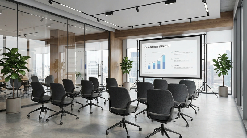 Family enjoying a movie on a projector screen