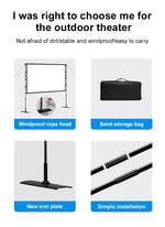 Projector Screen and Easy Stand, lejiada Upgraded Large Projection Screen Anti Crase Foldable with Carry Bag for Party Outdoor Movie Nights, Film Festivals, Business Presentations, Meetings, Home