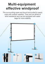 Projector Screen and Easy Stand, lejiada Upgraded Large Projection Screen Anti Crase Foldable with Carry Bag for Party Outdoor Movie Nights, Film Festivals, Business Presentations, Meetings, Home